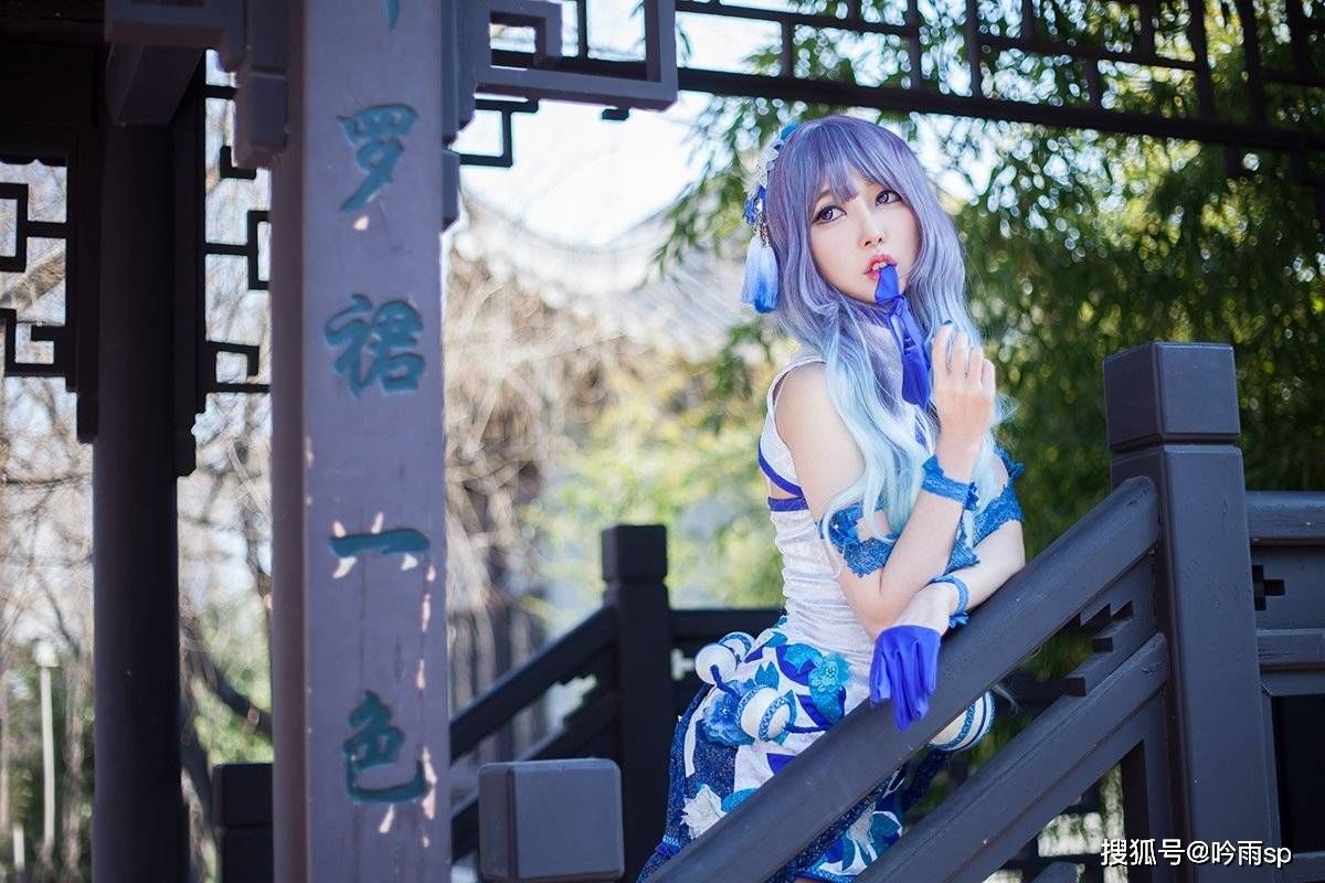 角色|剑灵游戏时装青花瓷（气功师版）cosplay，天使的脸庞，傲人的身材，完美！