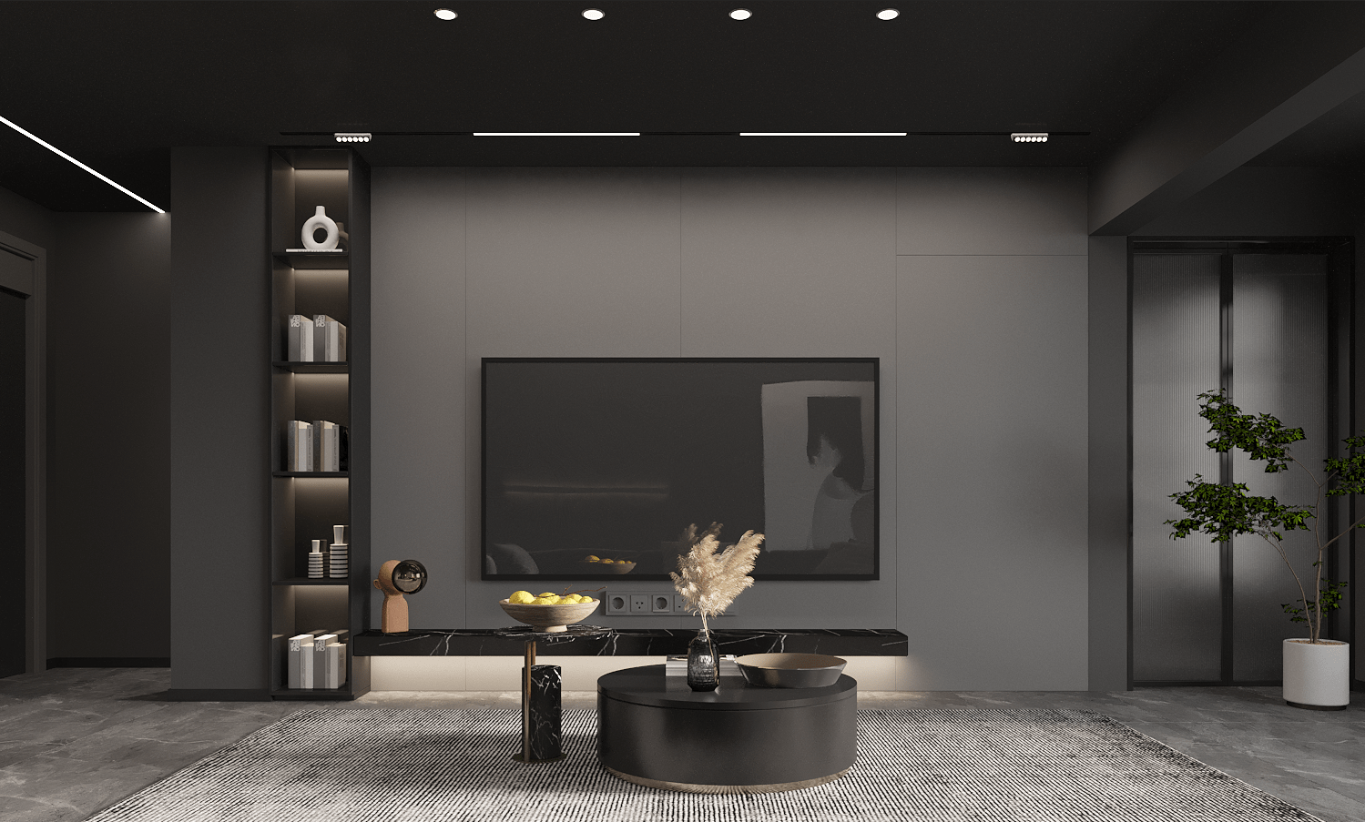 威海装修130㎡黑曼巴风格装修效果香庭海岸