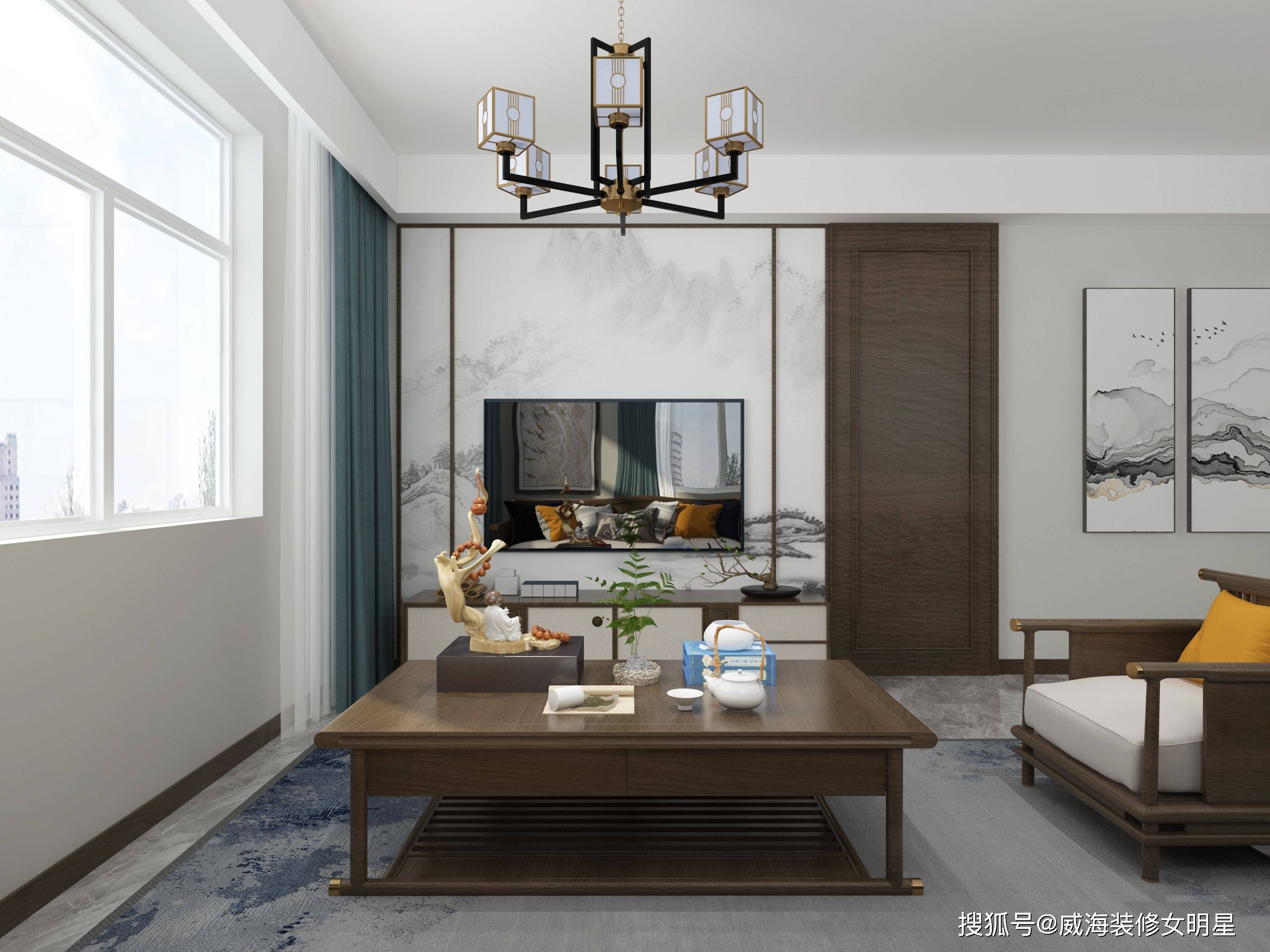 威海装修装饰·悦海名居137㎡·新中式风格设计