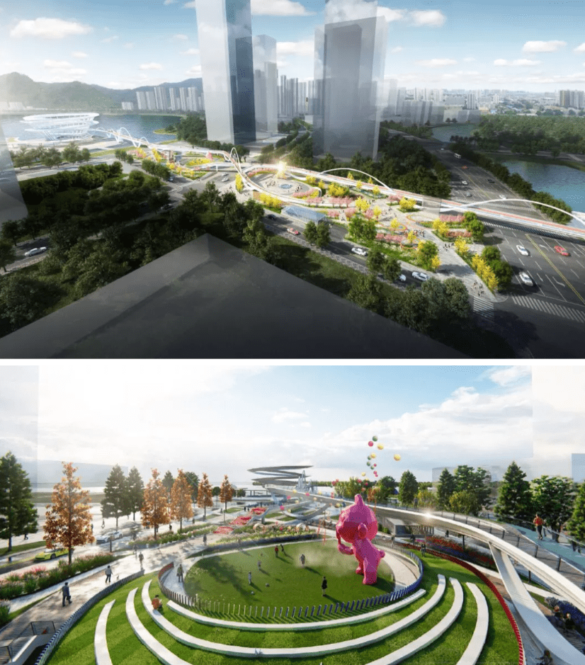 太美了!梅溪湖将新建一座人行景观桥,连接城市岛和中轴公园!_环湖路