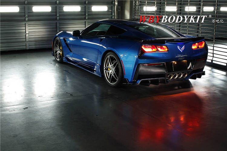 雪佛兰科尔维特c7改装rowen小包围前唇侧裙后唇尾翼机盖轮毂排气