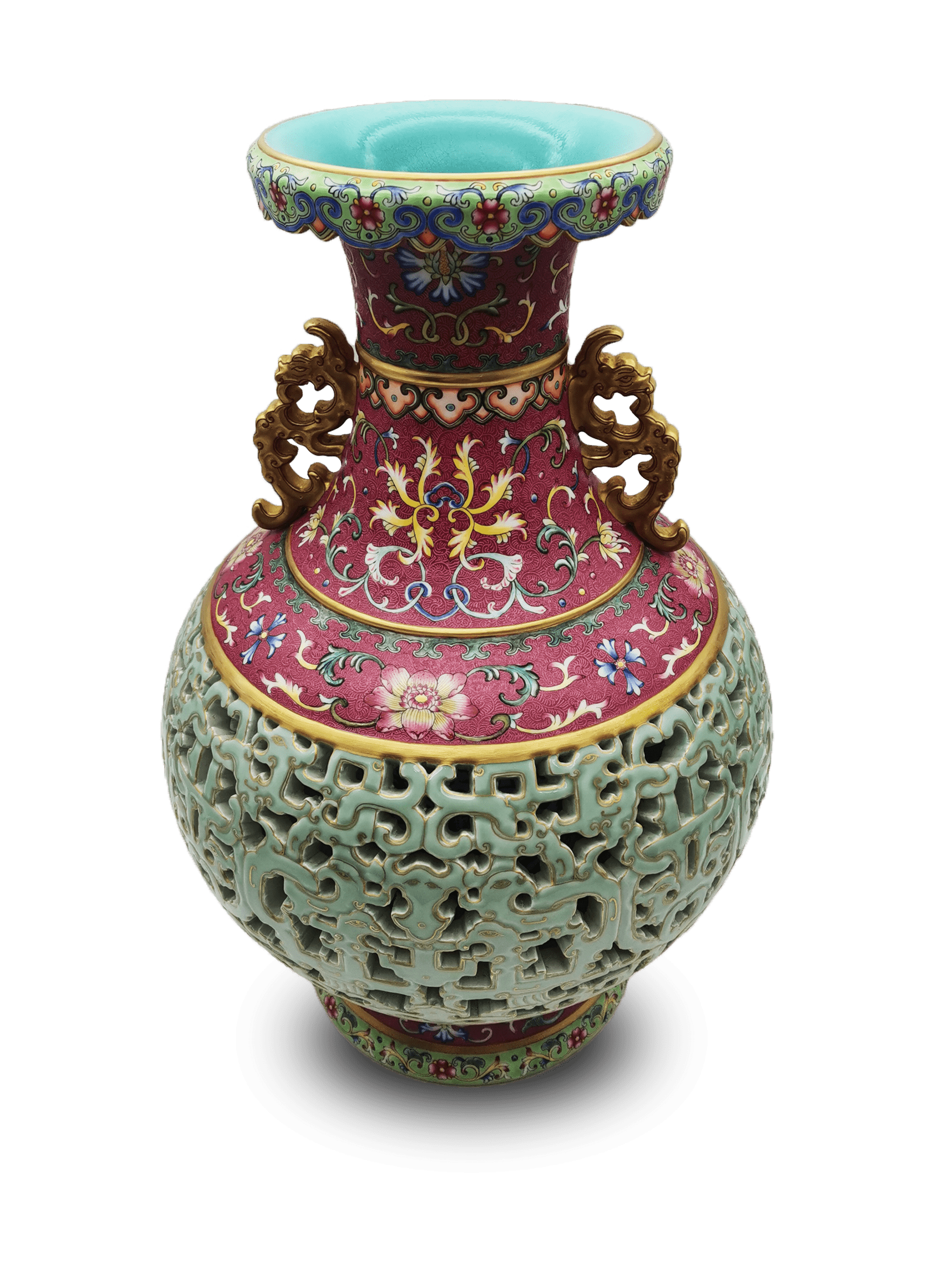 藏品鉴赏乾隆珐琅彩转心瓶