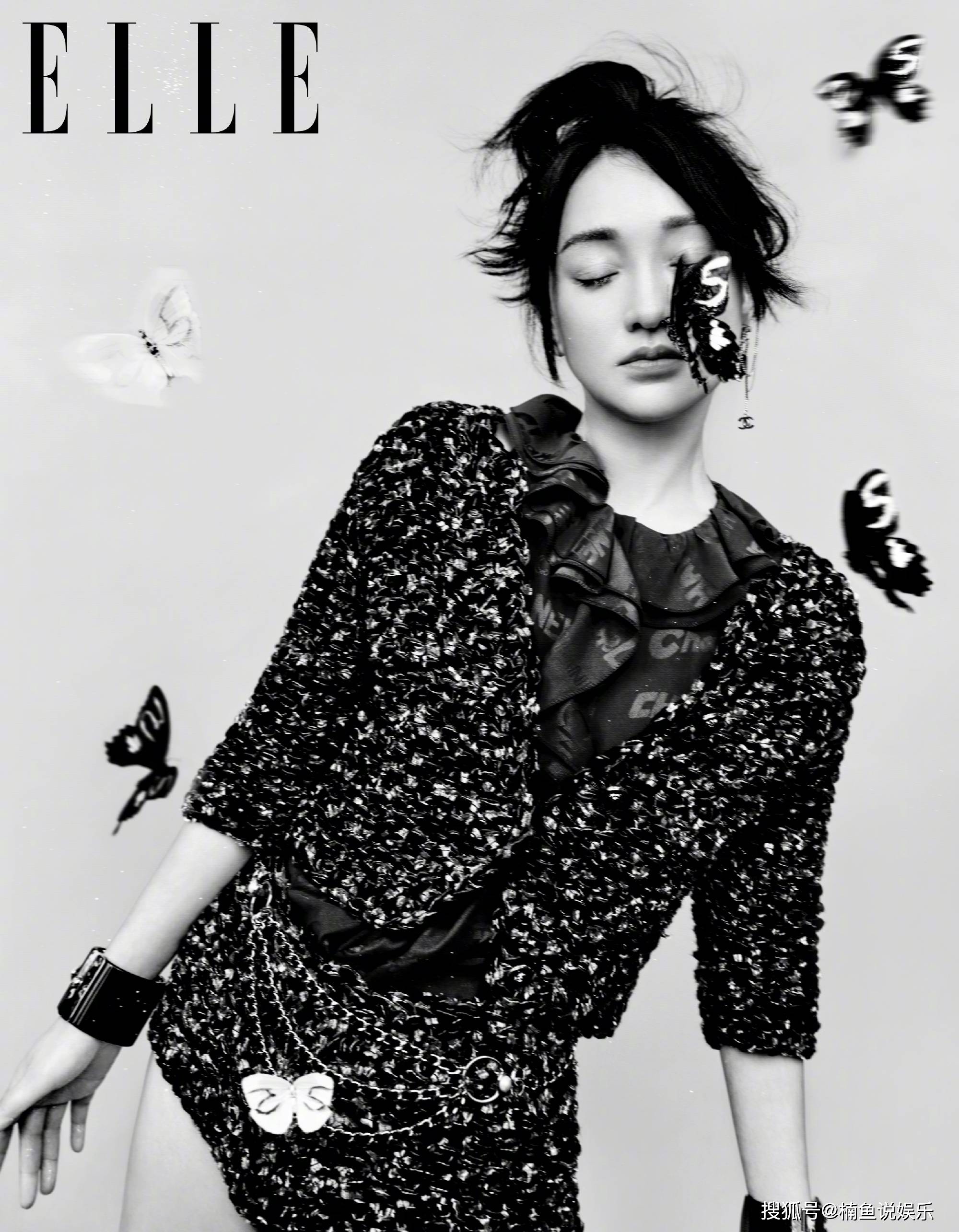 原创47岁周迅气场好强拍elle封面尽显优雅风范与蝶共舞氛围感十足