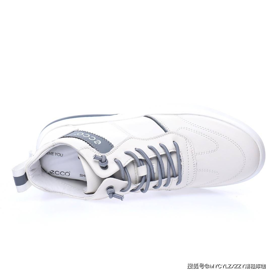 皮革 ECCO爱步Men's Classic Lisbon Lace Mid里斯本中帮免系带运动轻量老爹风便鞋