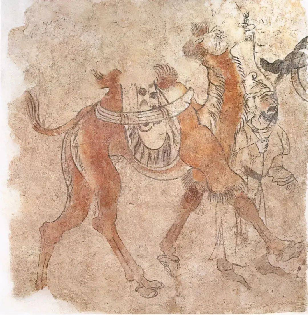 唐朝贵族墓葬中的骆驼壁画关于射摩可汗穿越巨大山脉向北进军的故事