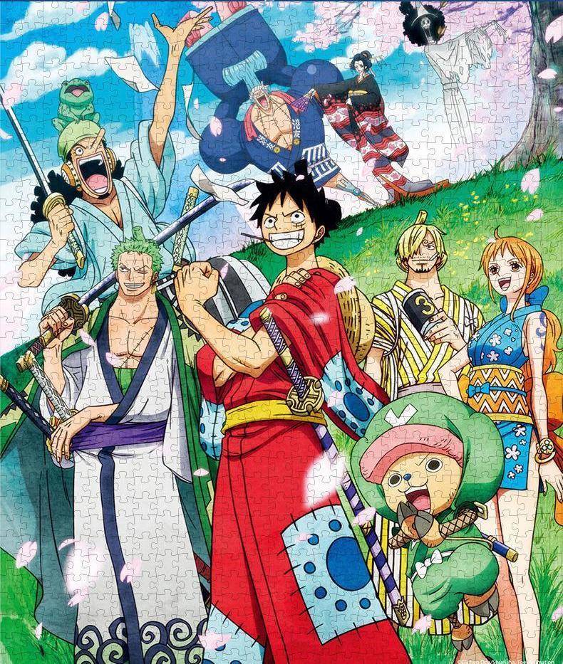 拼图推荐246海贼王中樱花满天的武士之国樱花飞舞和之国拼图步骤