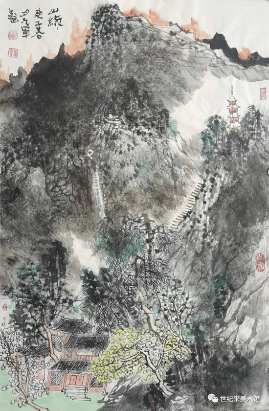 著名艺术家胡九军山水画集萃展于世纪来美术馆隆重开幕