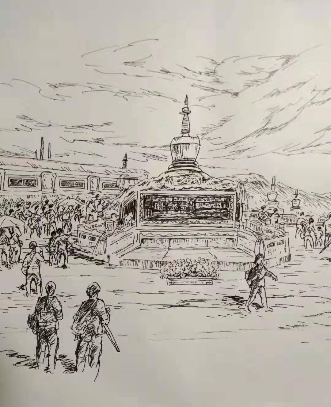 西宁市塔尔寺简笔画图片