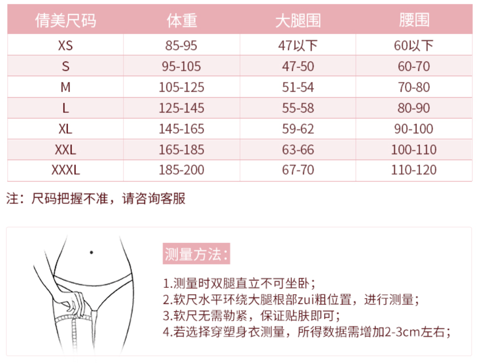 进行咨询【倩美小课堂】塑身裤尺码穿越小掉围越快，真的么？