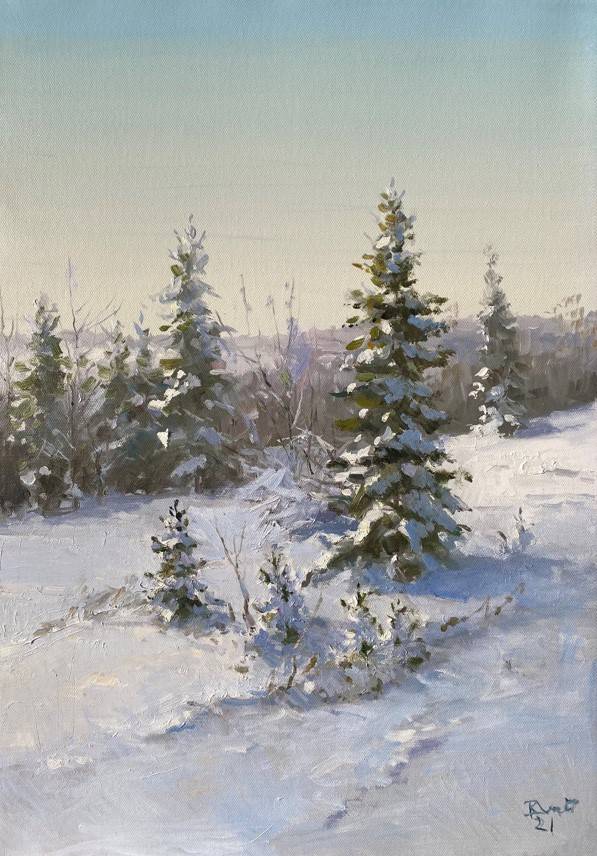 瑞雪时来20世纪俄罗斯风景画大师瓦伦丁德米特里耶夫的雪景画