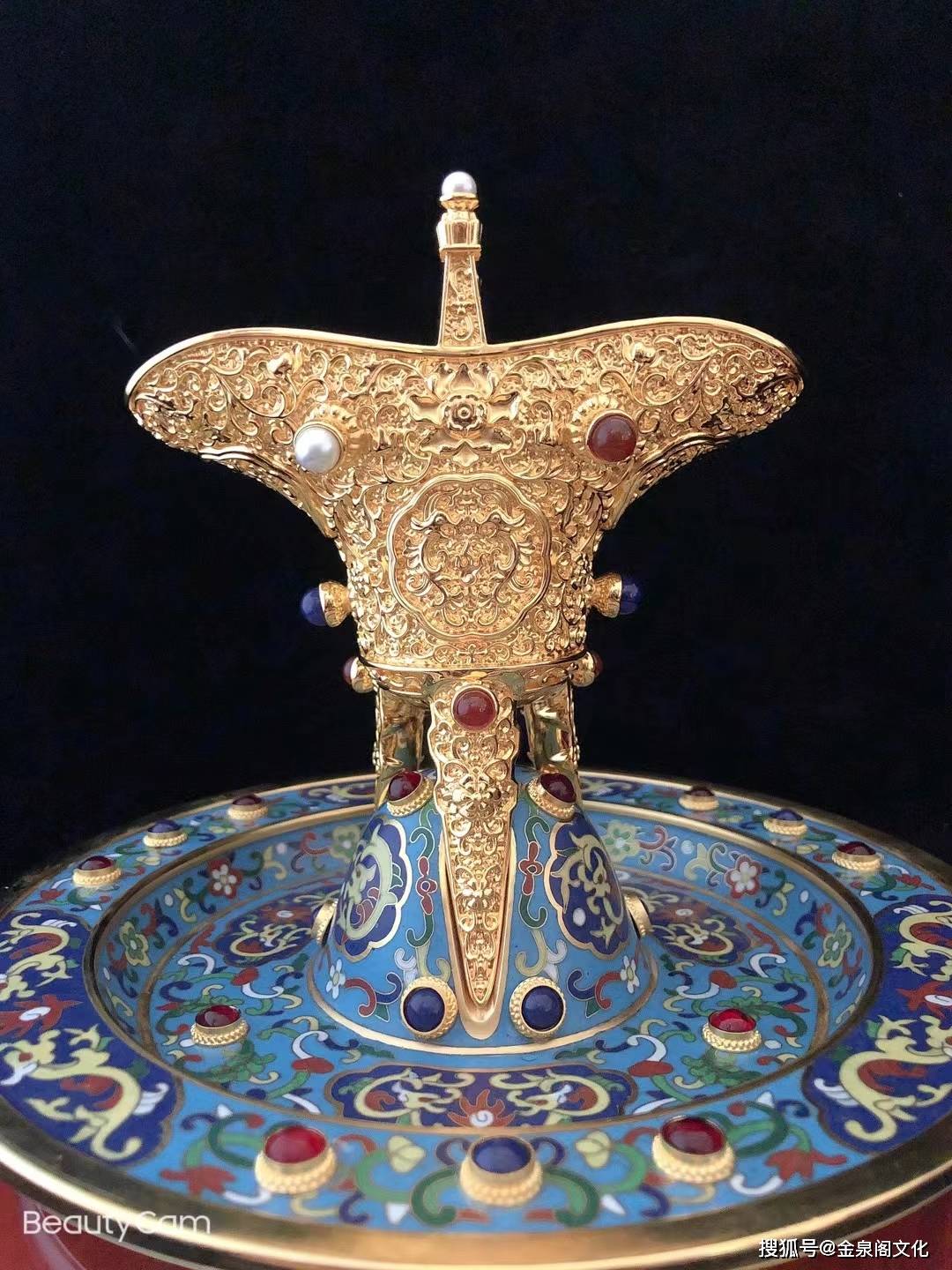 戴嘉林曾建中景泰蓝花丝镶嵌江山永固杯铜雕版