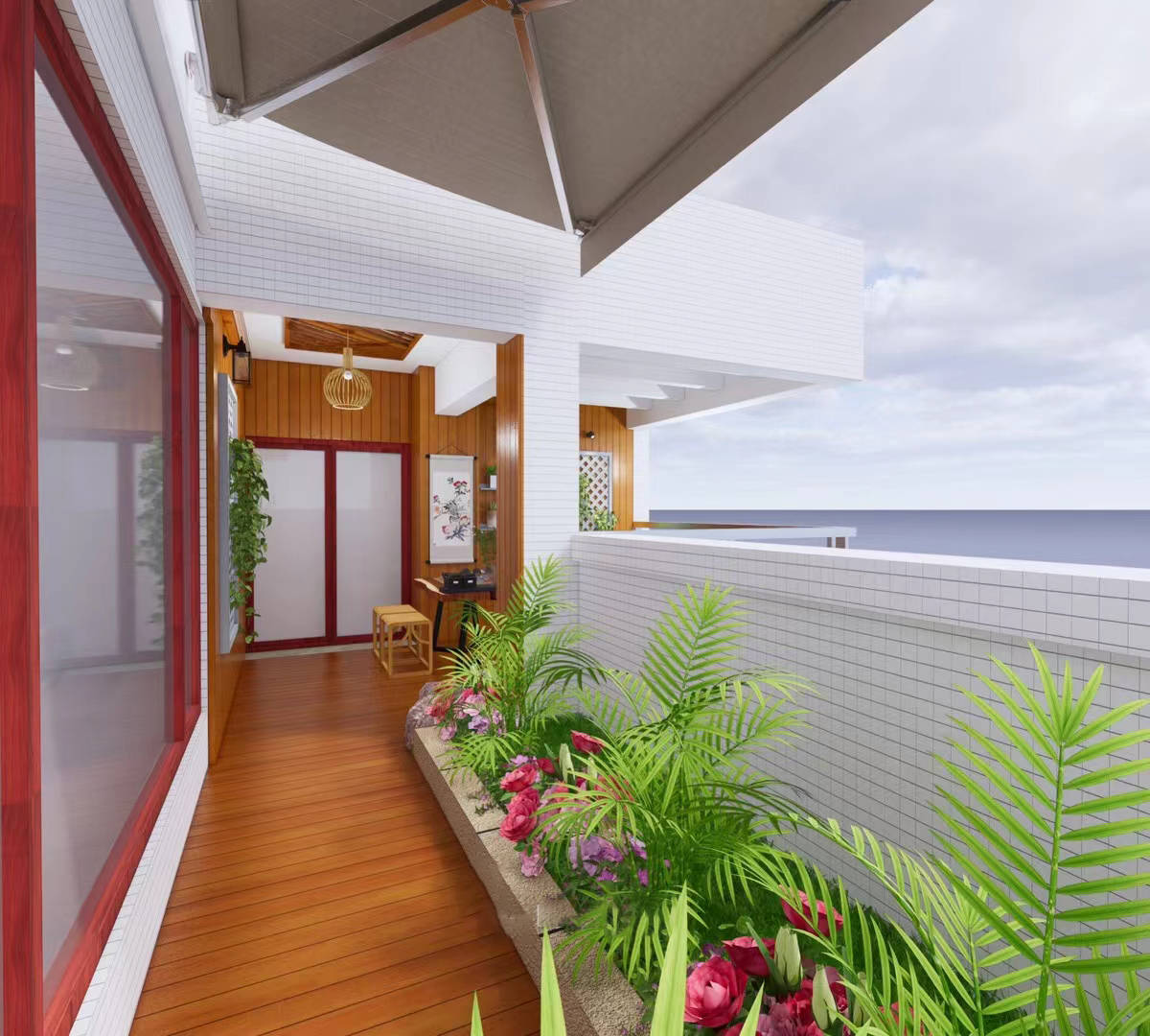 茶室阳台要怎么装修广州喜鹊林木阳台以中式风格茶室改造方案讲述