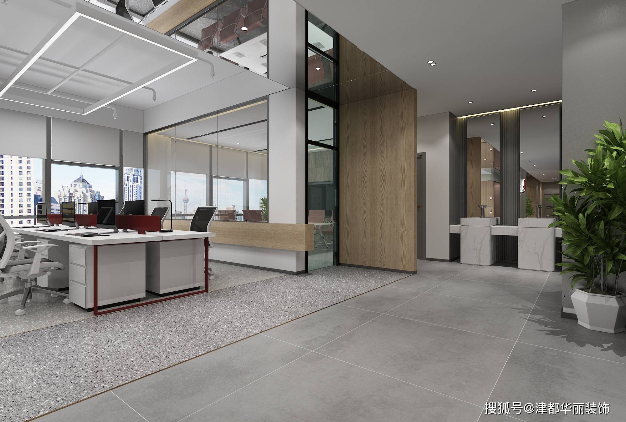 银川装修公司津都华丽银川强立地坪办公室装修设计方案