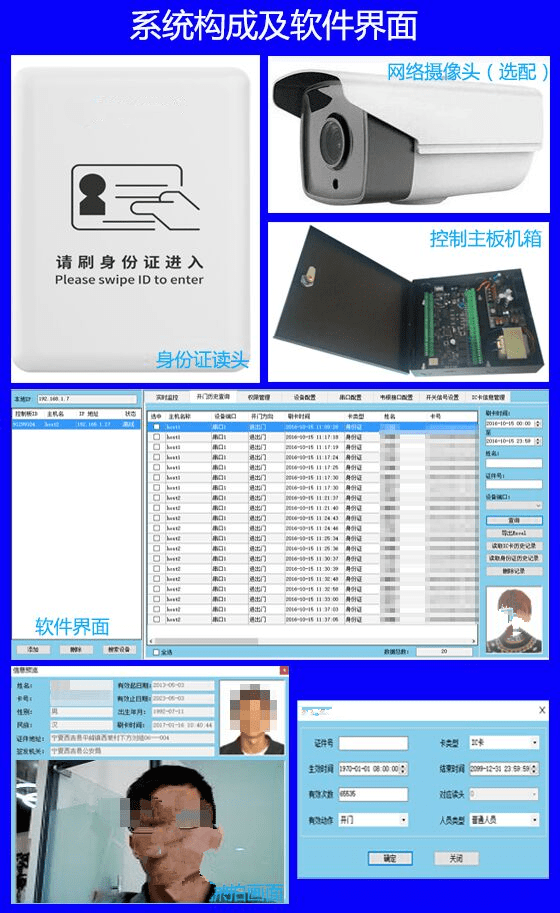 二代身份证刷卡门禁系统支持港澳台居住证外国人居留证
