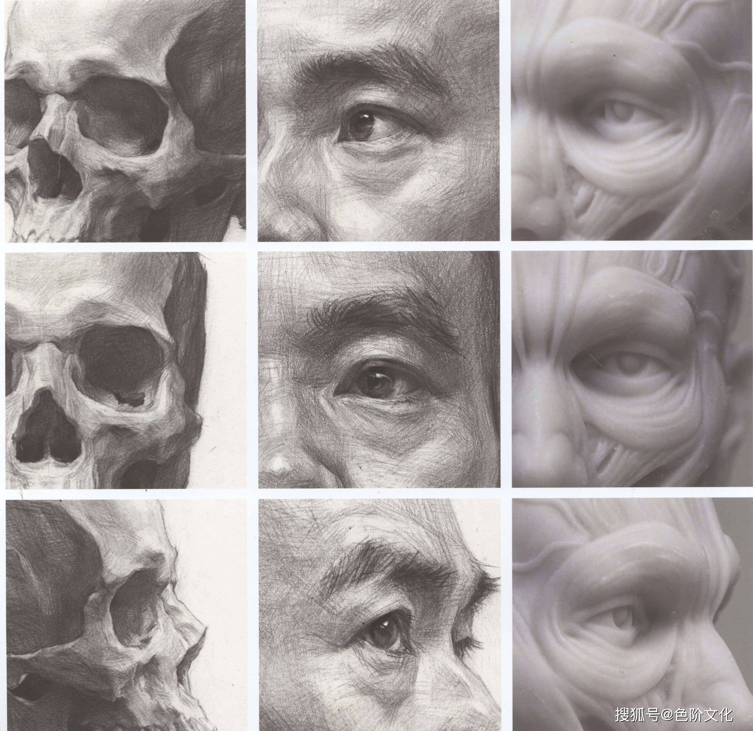 一组素描五官内部结构的分析图_嘴巴_鼻子_耳朵