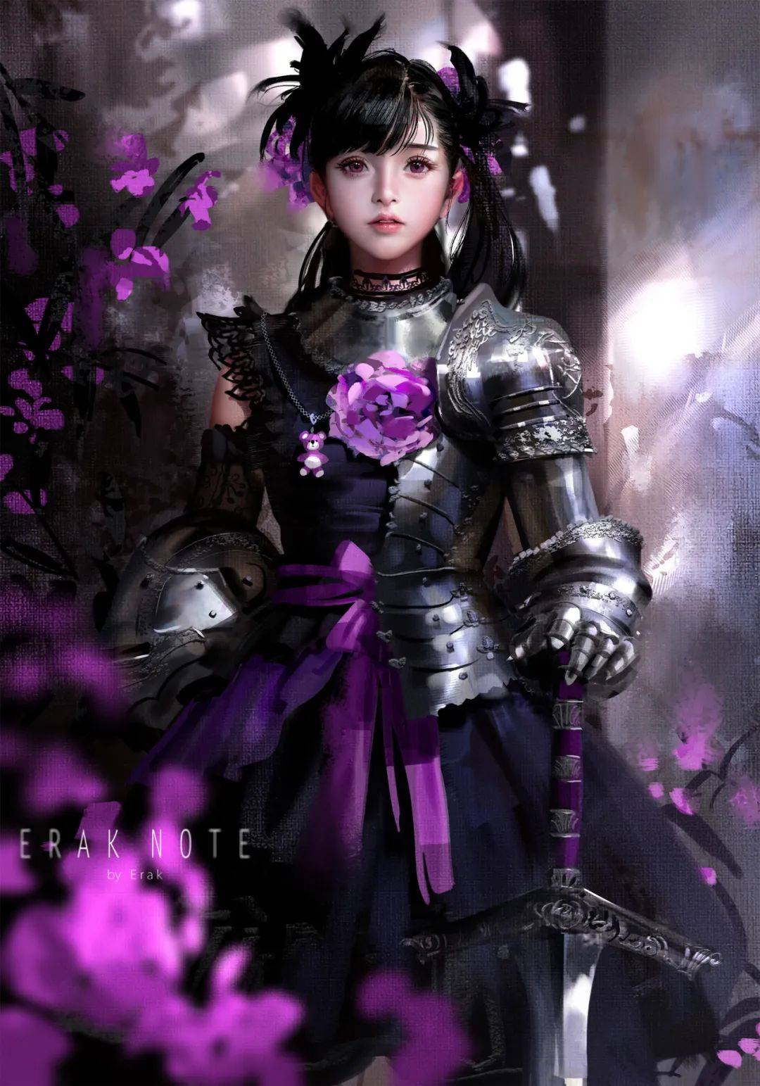 不愧是吃数位板长大的cg画师!铠甲 少女的色彩光影质感超绝