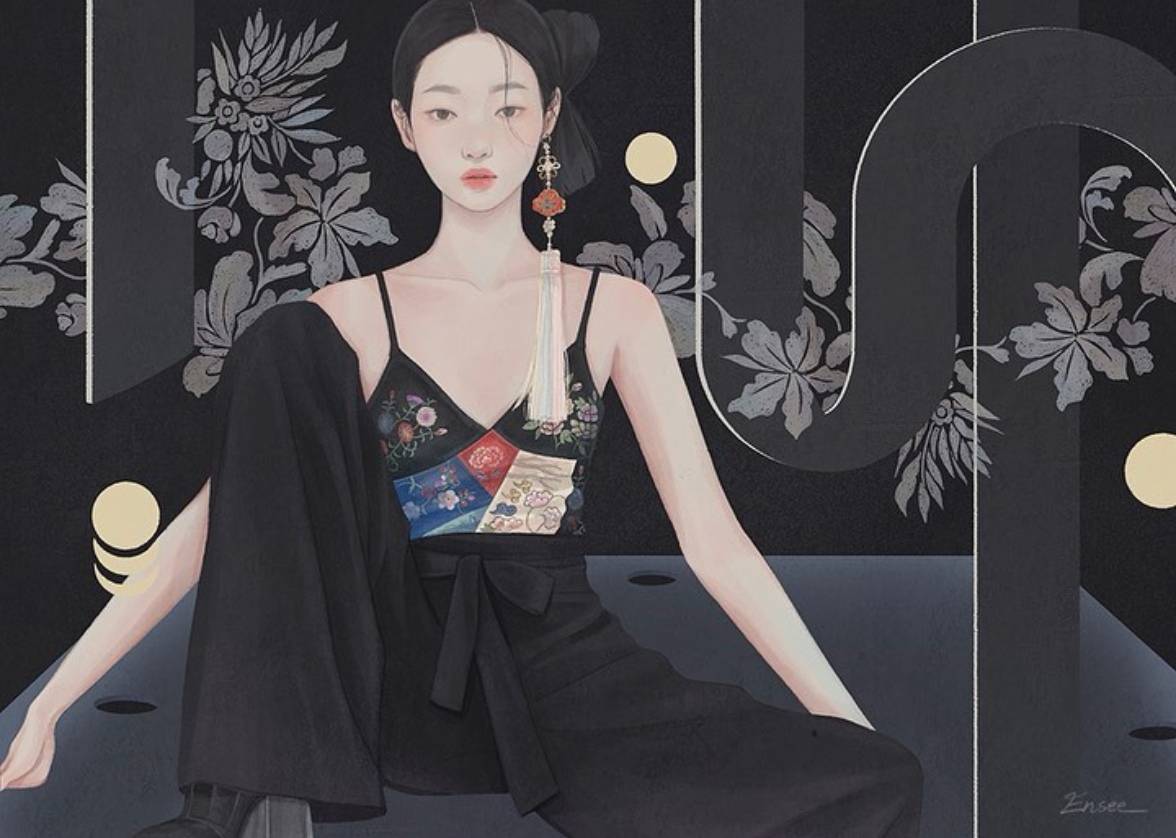 韩国插画师choi mi kyung 女孩与花