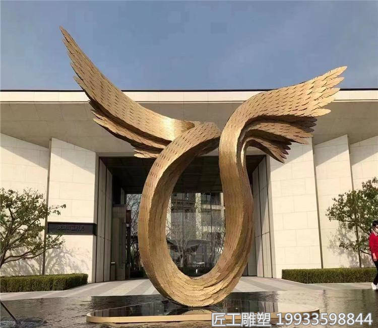 镂空灯光不锈钢翅膀雕塑不锈钢天使之翼雕塑