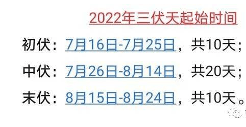 2022年三伏天时间表出炉了长达40天什么时候入伏