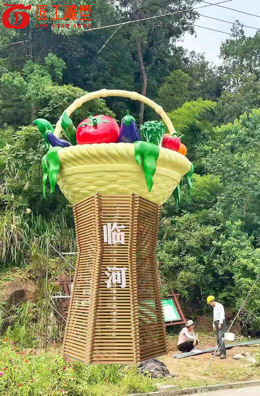 玻璃钢仿真蔬菜篮子水果篮子雕塑 种植园采摘园农业旅游景观雕塑_汽车
