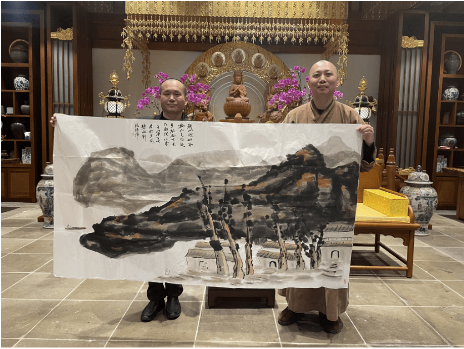 广州市"海幢寺"方丈光秀大和尚收藏画家:张绿萍的山水