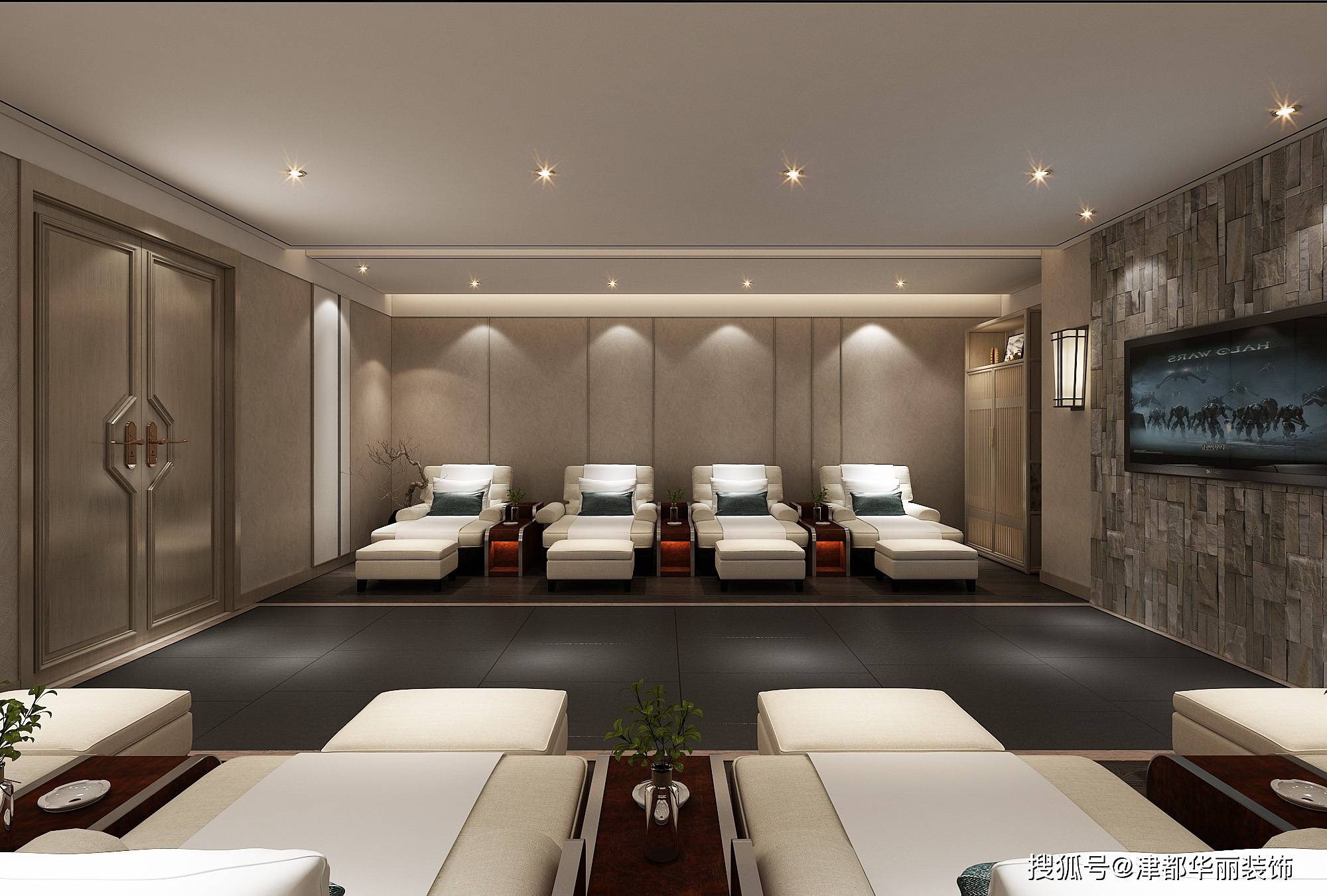 银川装修公司|津都华丽|银川金港湾足浴店装修设计方案鉴赏_包间_灯光