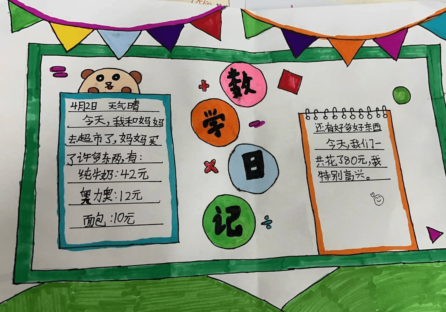 濮阳油田第十七中学四年级组开展数学日记手抄报主题活动