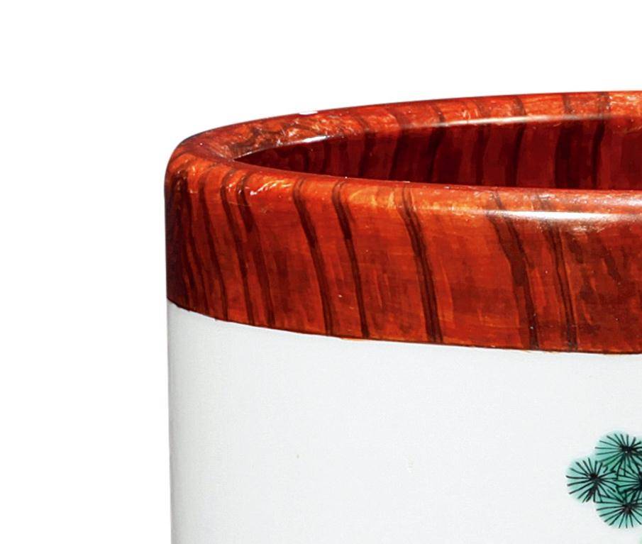 【古玄社】古渡　清朝期雍正染付山水文／筆筒　TN9195