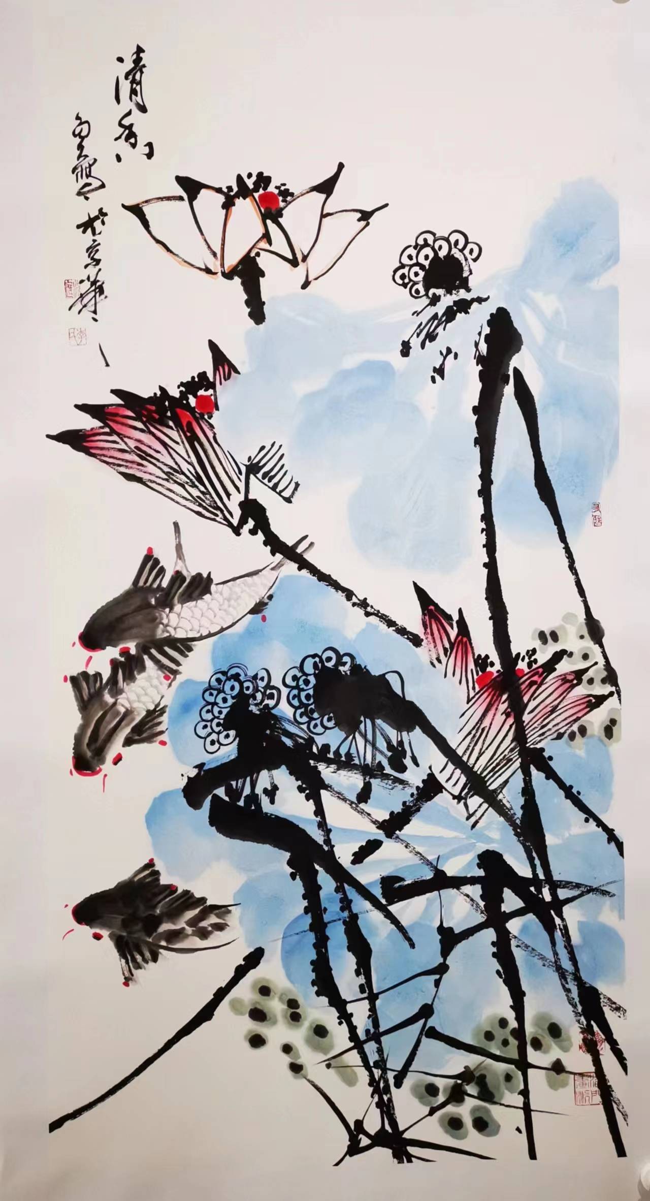 国画巨匠李进潮"中国梦 蓝荷情"国韵荷风…在中国美术馆开展_传统