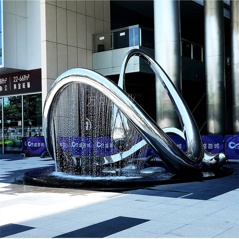 不锈钢水景雕塑不锈钢喷水雕塑不锈钢镜面圆环雕塑不锈钢水景抽象雕塑