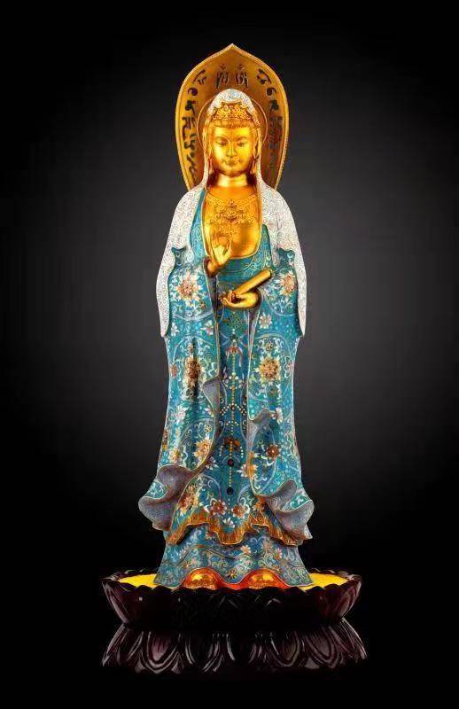 张向东景泰蓝观音:《观自在》净高49厘米_寓意_众生_莲花