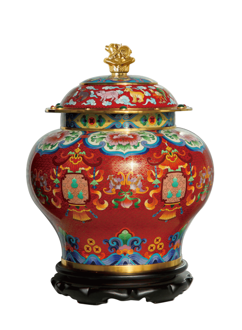 戴嘉林景泰蓝财福满贯大祝福 2019己亥猪年 贺岁珍藏_作品_寓意_荷叶