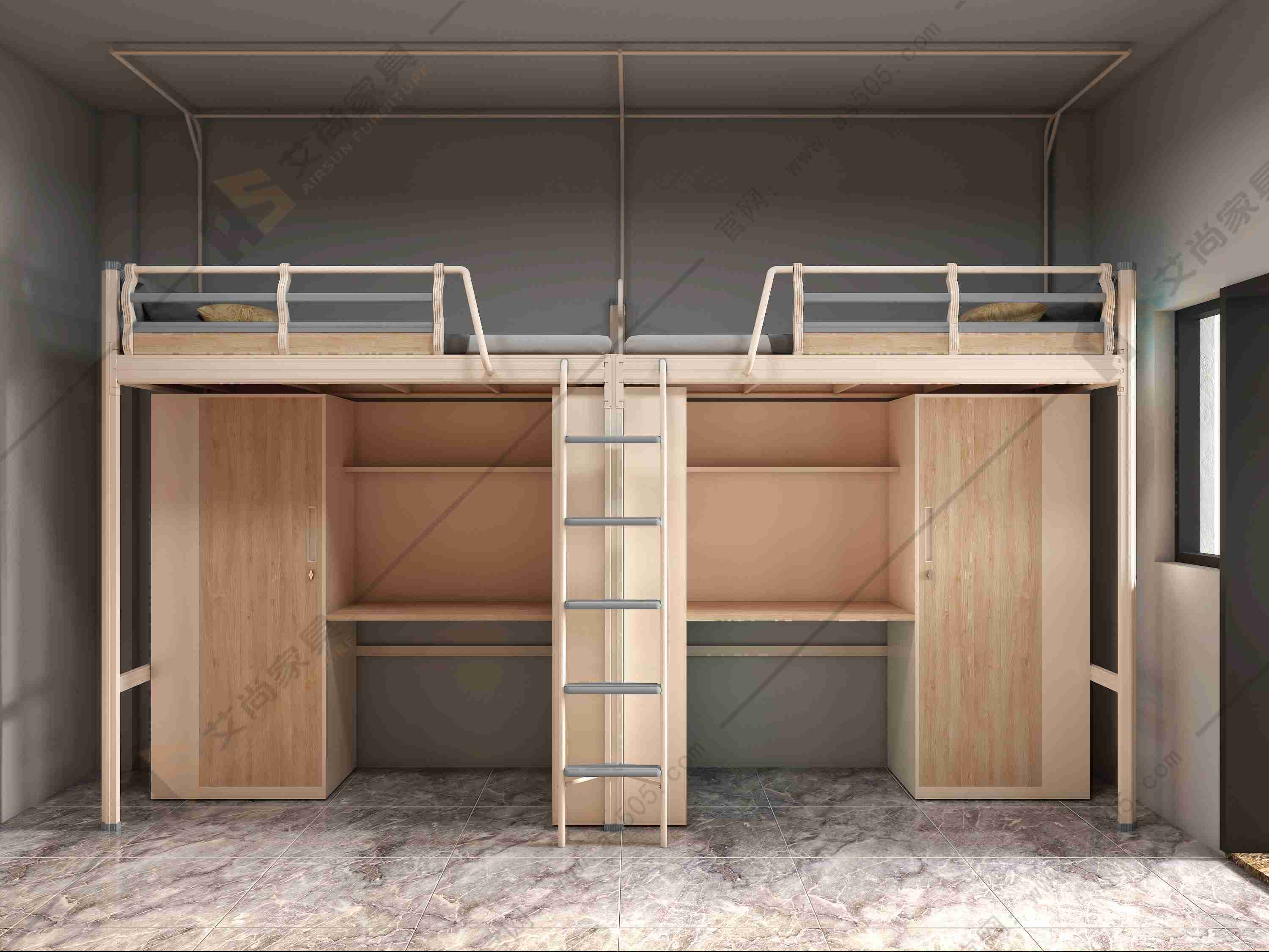 细节的学生公寓床让宿舍生活变的更美好_艾尚_的设计_连体