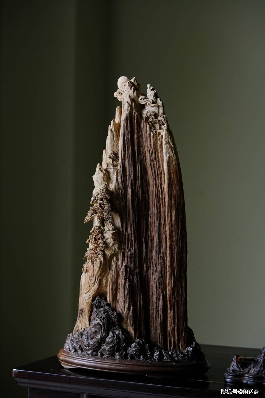 文莱沉香,山中听琴,木雕雅赏_艺术品_自然_紫檀