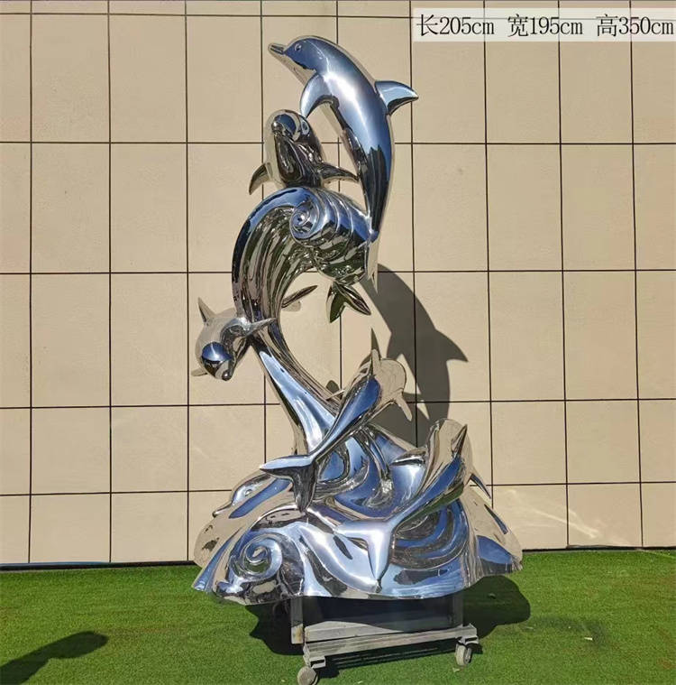 不锈钢海豚雕塑 镜面海豚组合摆件_产品_灵性_人们