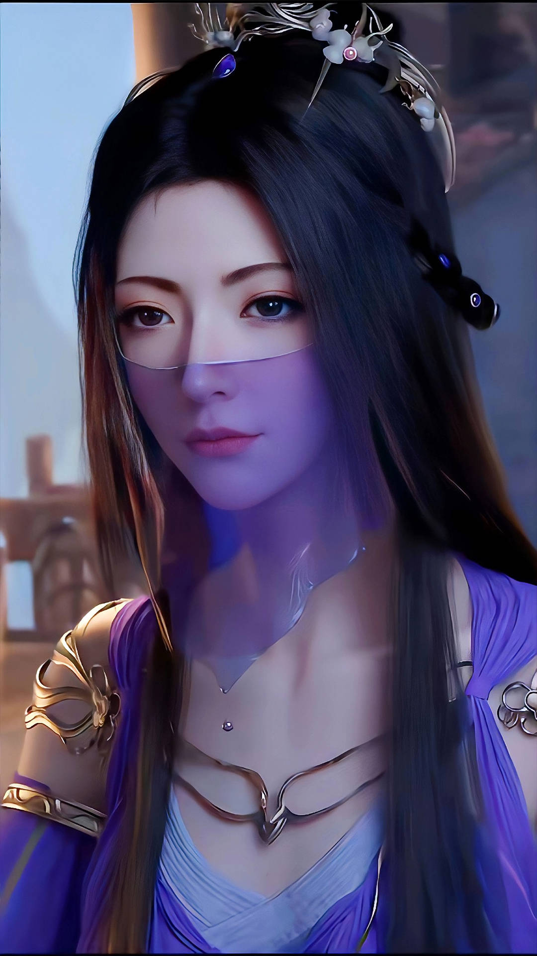 国漫女神AI绘画：凡人修仙传紫灵4K高清手机壁纸_仙子_门派_父母