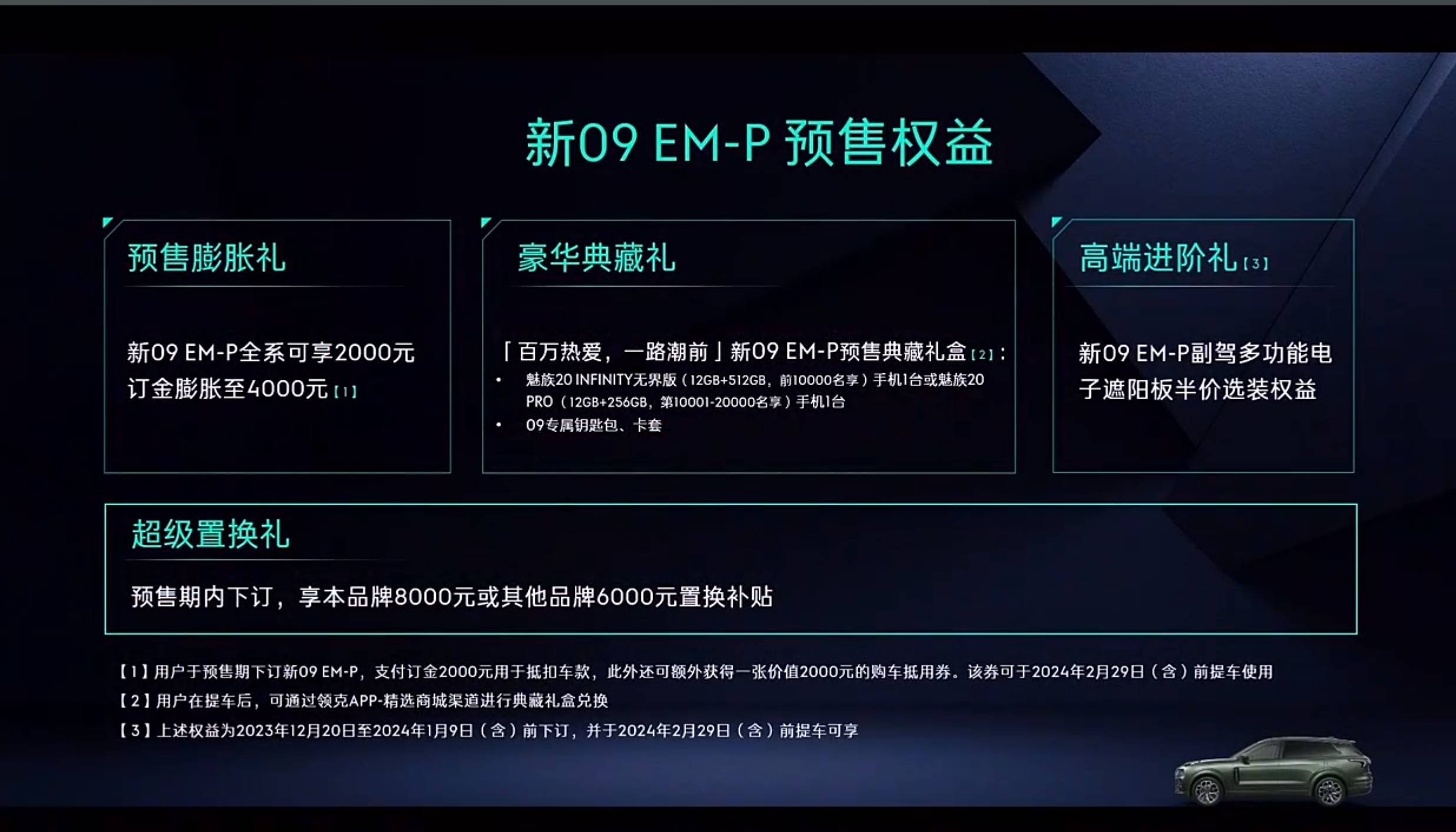预售31.8万起/2024年1月上市新款领克09 EM-P开启预售