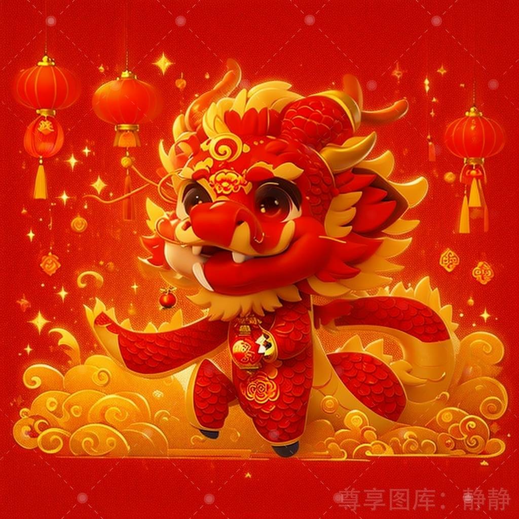 新年头像 2024龙年ai喜庆龙宝宝新年头像 太可爱了!