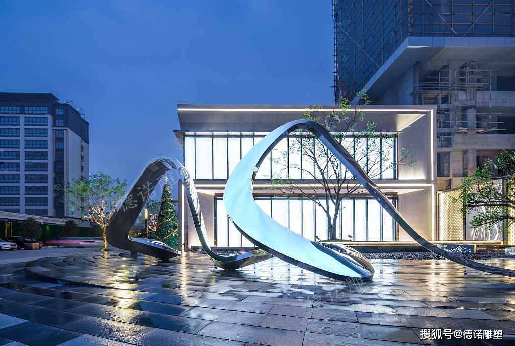 大型不锈钢飘带雕塑_景观_定制_广场