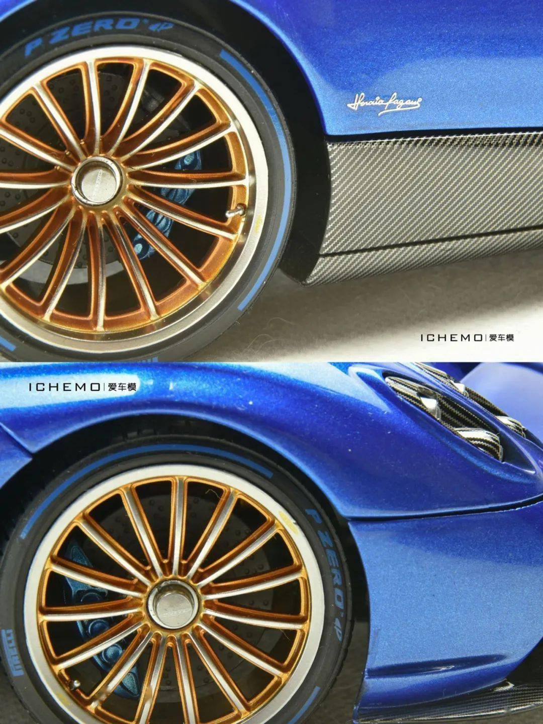 实车轮胎来自 pirelli 倍耐力 p-zero,模型方面参考实物还原了胎纹