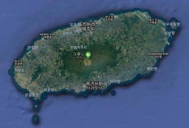 济州岛卫星地图浙江省的舟山市是群岛型地级市,在大陆上没有土地,是