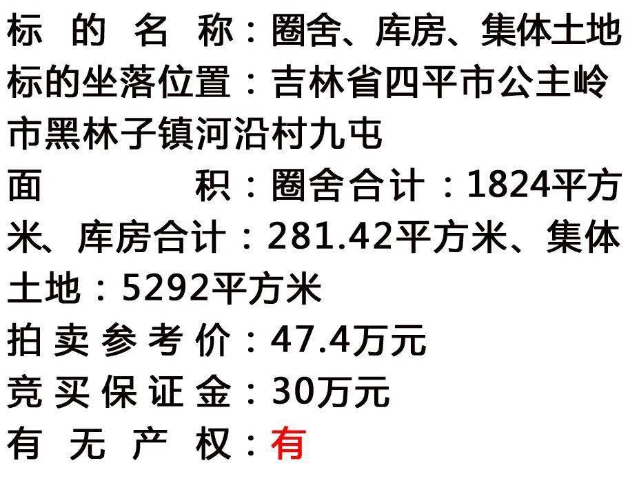 吉林公主嶺農村商業銀行資產拍賣公告