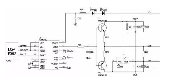 由控制器(dsp-tms320f2812)产生xpwm1及xclear*信号输出给hcpl-316j