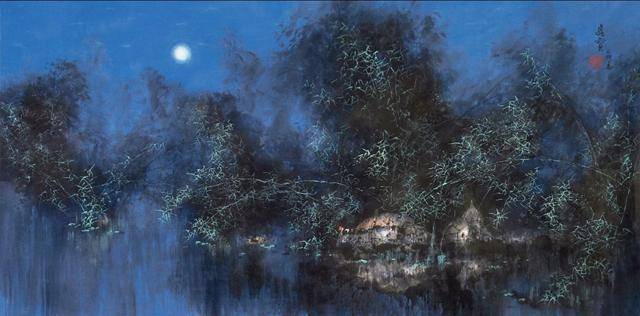如此夜色浓郁的国画,还真是少见
