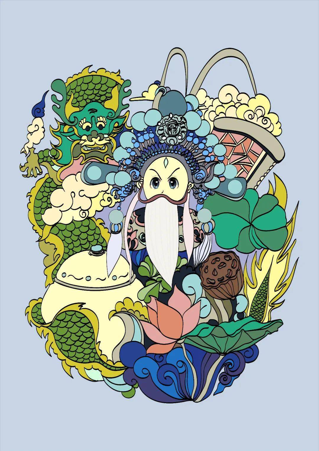 这是一套"京音"国潮主题的插画设计,主要体现了传统与现代的结合,是对