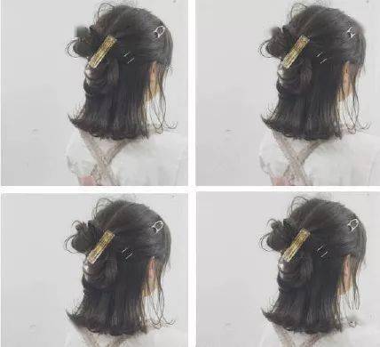 俏皮个性丸子头扎发扎法教程:step1:分出两部分头发,前面的用来扎马尾