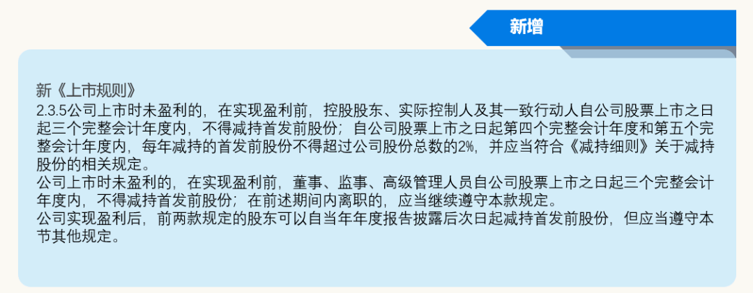 (一)对未盈利上市企业实现盈利前控股股东减持比例,董监高所持股份