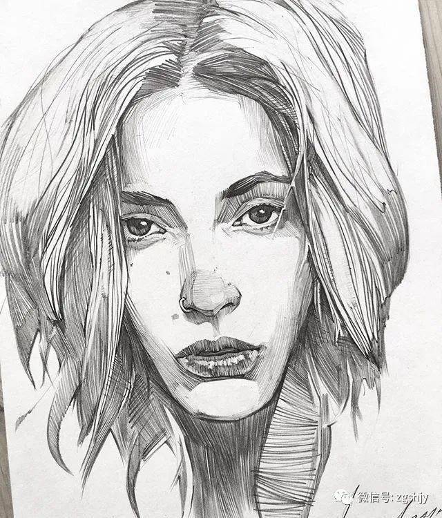 一组简约而不简单的素描头像只用线条