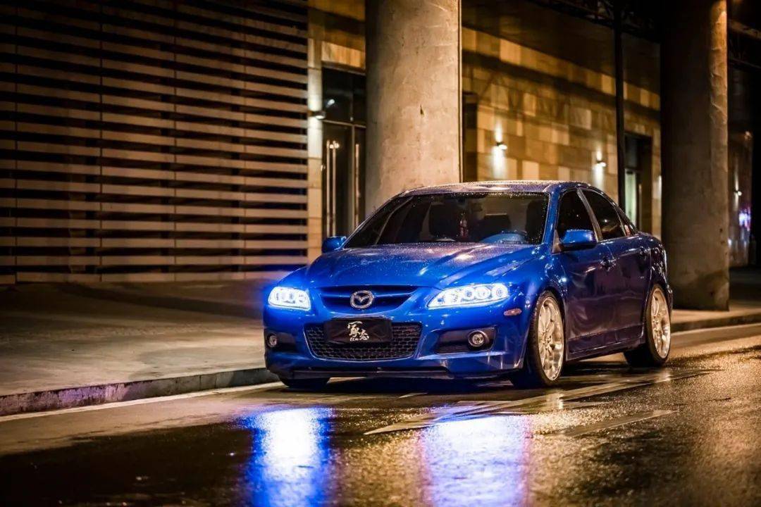 稀有mps 日本进口包围上身,长沙车友这辆蓝色天使眼马自达 6 简直绝美