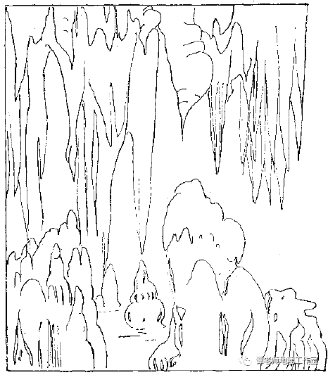 溶洞滴水石:溶有重碳酸钙等成分的岩溶洞顶渗滴水流常形成各种乳状